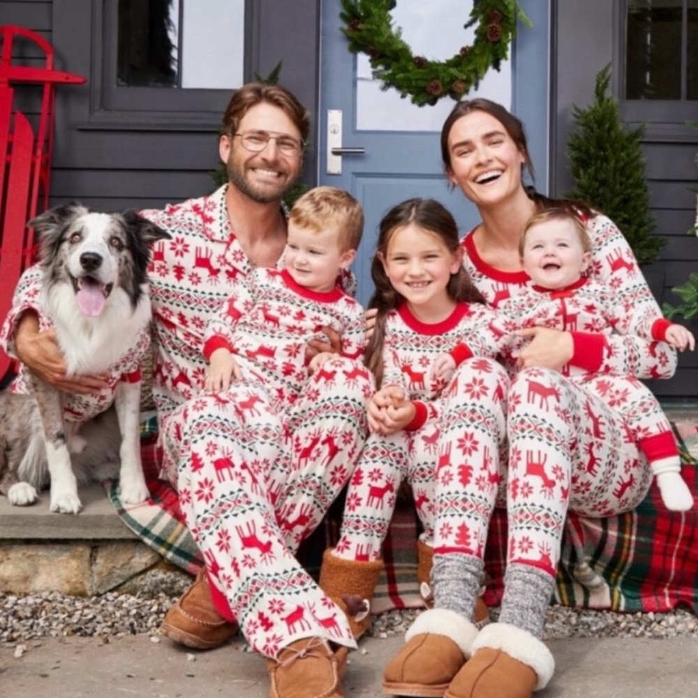 Hanna Andersson Red Deer Dear Reindeer Winter Christmas PJ Top Bottoms Set 4T
